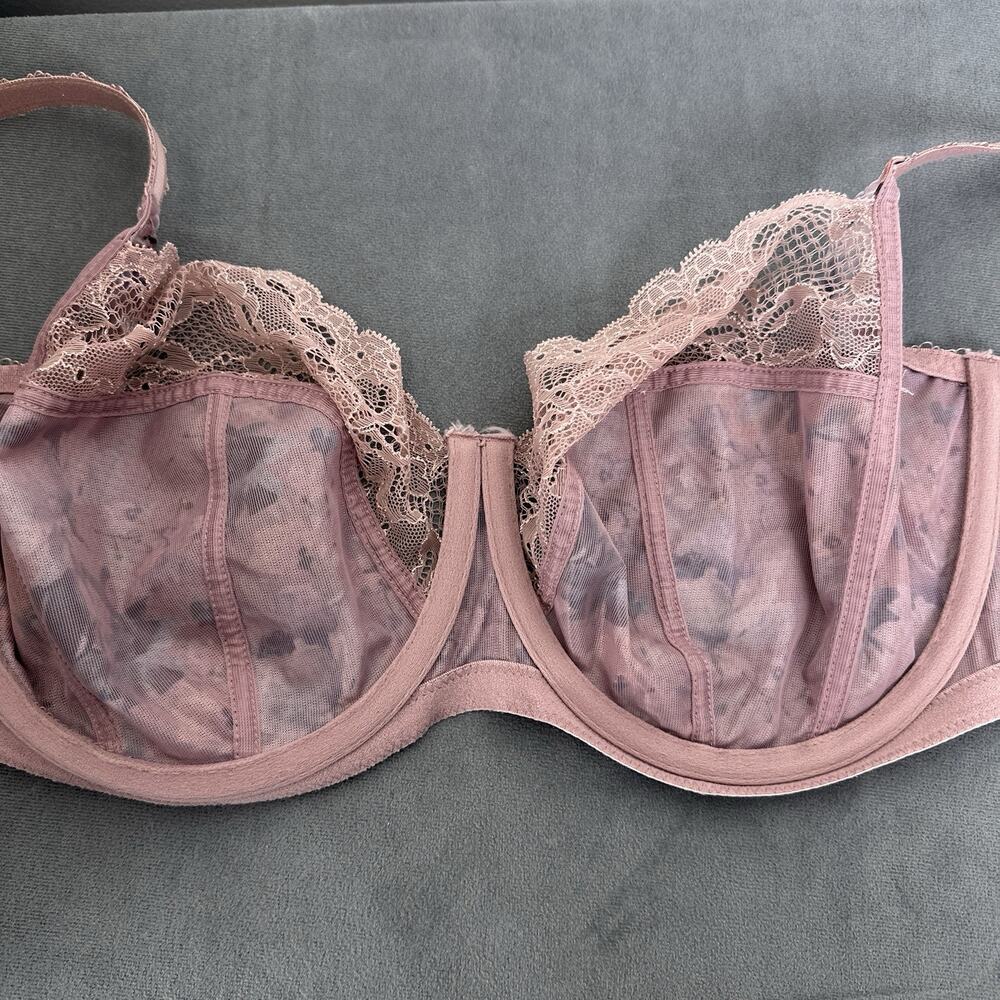 Panache Jasmine Balconnet 6951 Floral Lace Bra - Mauve and Blue - Picture 6 of 8